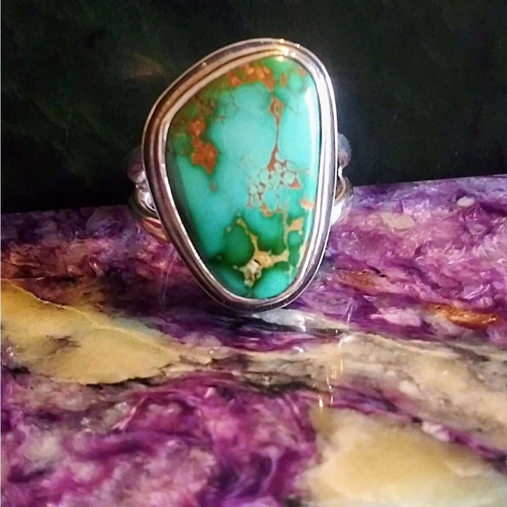High grade silver Royston Turquoise Ring 7